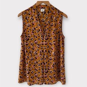 Cabi Prowl Cheetah Leopard Print Sleeveless Blouse Women’s Size Small Yellow